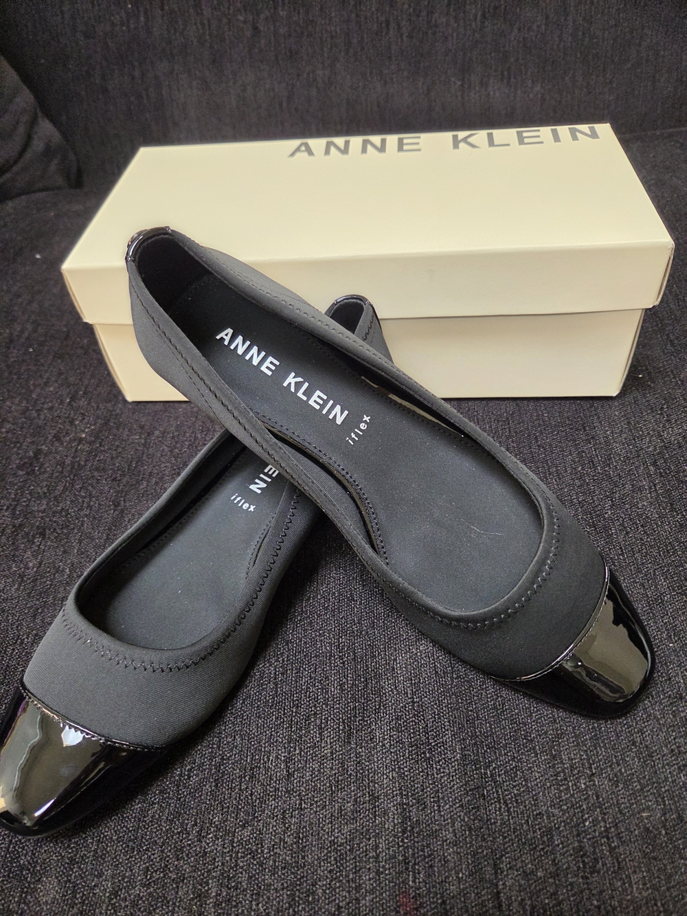 Marc Jacobs Black Flats with Patent Toe Cap
